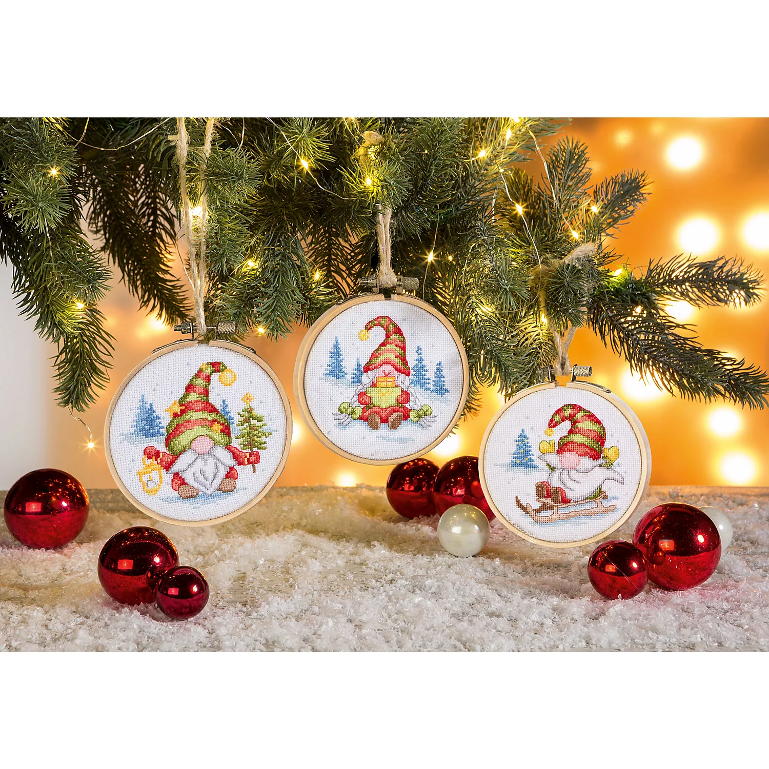 Tableaux miniatures "monde des lutins", Ø 10 cm, lot de 3