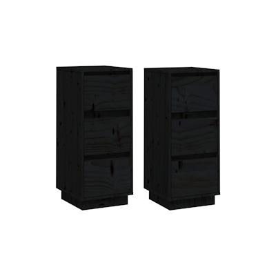 vidaXL Sideboards 2 Stk. Schwarz 32x34x75 cm Massivholz Kiefer