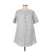 Paper Crane Casual Dress - Mini Crew Neck Short sleeves: Gray Stripes Dresses - Women's Size Medium