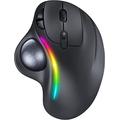 Trackball Mouse Wireless, Ergonomic Rollerball Mouse with RGB Backlit, 2.4G USB and Dual-Bluetooth Connection, Thumb Control Mouse Rechargeable for Windows Mac Android iPad Computer Laptop, Black