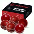 ONEGlobal Premium Leather Cricket Match Ball | 100% Handcrafted, 156g/5.5oz, 4-Piece Construction & Premium Tanned Leather | Ideal for League Matches, Tournaments, Net Practice (6 Pack, Red)