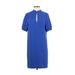 J.Crew Casual Dress - Shift Mock Short sleeves: Blue Solid Dresses - Women's Size 00