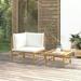 Gecheer 2 Piece Patio Set with White Cushions Bamboo