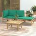 Gecheer 4 Piece Patio Set with Green Cushions Bamboo