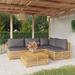 Gecheer 5 Piece Patio Set with Cushions Solid Wood Teak