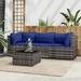 Gecheer 4 Piece Patio Set with Cushions Gray Poly Rattan