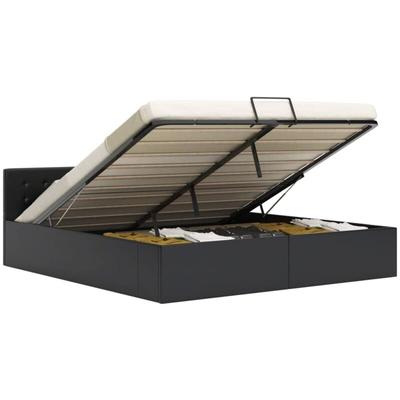 Stauraumbett Hydraulisch Doppelbett Bett für Schlafzimmer Schwarz Kunstleder 180×200 cm DE60559 Image