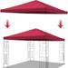 Bilot 10x10 Canopy Replacement top Single Tier Gazebo Replacement Canopy Top Canopy Cover Patio Pavilion Sunshade Polyester (Burgundy)