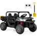 OLAKIDS 2 Seater Ride On UTV 12V Kids Electric Vehicle Dump Truck with Remote Control Dump Bed and Extra Shovel Toddlers Battery Powered Car with Music USB AUX Rocking Function (Black)