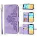 Decase for Apple iPhone 13 Shoulder Crossbody Wallet Case with Card Slots Floral Embossed PU Leather Wallet Flip Protective Kickstand Wrist Strap Cover purple