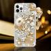 iPhone 14 Pro Max Case Women Luxury 3D Bling Shiny Rhinestone Diamond Crystal Pearl Handmade Pendant Iron Tower Pumpkin Car Flowers Soft Protective Anti-Fall Case for iPhone 14 Pro Max