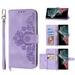 Decase for Samsung Galaxy S20 FE Shoulder Crossbody Wallet Case with Card Slots Floral Embossed PU Leather Wallet Flip Protective Kickstand Wrist Strap Cover purple