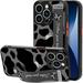 Compatible iPhone 14 Pro Max Case with Strap Kickstand Clear Case Cow Print Design Shockproof Protection Soft TPU + Hard PC Back Anti-Scratch Slim Cute Black Cover for iPhone 14 Pro Max