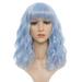 DOPI Blonde Wig with Bangs 14 Inch Blonde Wig Synthetic Shoulder Length Glueless wig Cosplay Bob Wig for Girl for Daily Party Use (14Inch Blonde wig)