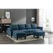 108" U-shaped Sectional Sofa, Polyester Padded Seat Chaise Accent Sofa, Modern Living Room Sofa with Ottoman & Wood Legs, Navy