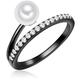 Valero Pearls - Ring Sterling Silber Zirkonia Süßwasser-Zuchtperle in Schwarz Ringe Damen