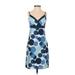 Ann Taylor Casual Dress - Sheath V Neck Sleeveless: Blue Dresses - Women's Size 00 Petite