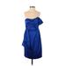 Nanette Lepore Cocktail Dress - A-Line: Blue Print Dresses - Women's Size 2