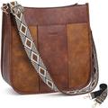 Caitina Crossbody Bag Women Vegan Leather Hobo Handbag Designer Crossbody Purses Bucket Bag For Women with 2 Adjustable Strap, A06-darkbrown, Fashion&retro