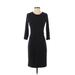 Ann Taylor Casual Dress - Sheath Crew Neck 3/4 Sleeve: Black Solid Dresses - Women's Size 0