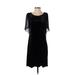 B Collection by Bobeau Casual Dress - Shift Scoop Neck Short sleeves: Black Solid Dresses - Women's Size Small