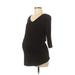 Old Navy - Maternity Casual Dress - Bodycon Plunge 3/4 sleeves: Black Print Dresses - Women's Size X-Small