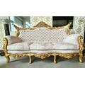 Sofa Set Beige Französisch Louis XV Stil in Gold Finish für Wohnzimmer Sofa Set Retro Barock Rokoko Stil Sofa Set Gold Finish für Home Decor