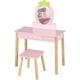 Goplus - Coiffeuse pour Enfants avec Grand Tiroir, Ensemble Coiffeuse et Chaise avec Miroir en