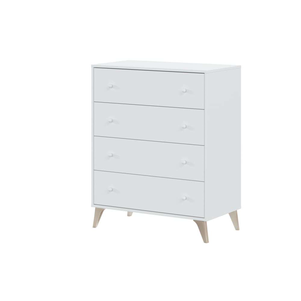 Commode scandinave 4 tiroirs L77,5cm X P40cm x H95cm - Blanc