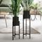 Set di 2 Supporti per Piante Fiori Portavasi 18x18x56 cm / 20x20x76 cm in Metallo Nero Robusto