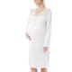 Dagi Women's Sleepwear Long Sleeve, V-Neck, Fashion, Regular Maternity Nightie Nightgown, Ecru, L