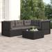 vidaXL 4 Piece Patio Lounge Set with Cushions Black Poly Rattan - 21.3" x 21.3" x 9.6"/15"/19.7"/21.7"