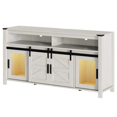 LED Farmhouse Entertainment Center with Mesh and Barn Doors, 31" H