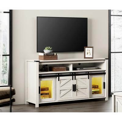 LED Farmhouse Entertainment Center with Mesh and Barn Doors, 31" H