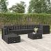 vidaXL 5 Piece Patio Lounge Set with Cushions Black Poly Rattan - 21.3" x 21.3" x 9.6"/15"/19.7"/21.7"