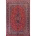 Traditional Mashad Persian Vintage Rug Handmade Red Floral Wool Carpet - 9'8"x 12'11"