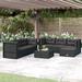 vidaXL 7 Piece Patio Lounge Set with Cushions Black Poly Rattan - 21.3" x 21.3" x 9.6"/15"/19.7"/21.7"