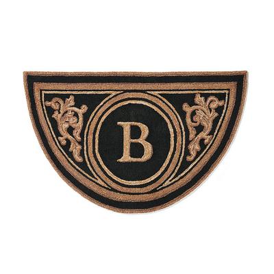 Wingate Monogrammed Half-Round Door Mat - Black, 36" x 72", C - Frontgate