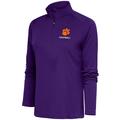 Women's Antigua Purple Clemson Tigers Football Tribute Half-Zip Pullover Top