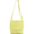 Women Soft Real Leather Flap Over Vera Pelle Crossbody Bag Ladies Zip Closure Shoulder Messenger Handbag VP-C818 (Pale Yellow)