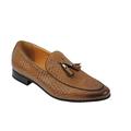 Mens Vintage Woven Leather Lined Tassel Moccasin Loafers Retro Smart Casual Shoes[A1594M,Tan Brown,UK 11 EU 45]