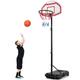 COSTWAY Adjustable Basketball Hoop, 160-210cm Basketball Goal with Spare Net, Shatterproof Backboard, 2 Wheels, Portable Basketball Stand System for Kids Teens Adults