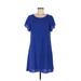 Shein Casual Dress - Shift: Blue Solid Dresses - Women's Size Medium