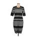 Lou & Grey Casual Dress - Sheath Scoop Neck 3/4 sleeves: Gray Stripes Dresses - Women's Size Medium