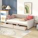 Twin Size Velvet Upholstered Daybed with 2 Storage Drawers, Wood Slats and Tufted Backrest, 79.9"L x 41.3"W x 31.9"H