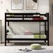 Twin Over Twin Bunk Bed with Ladder, Solid Wood Bunk Bed Frame for Kids Teens Adults, Bedroom, Dorm, Convertible into 2 Beds