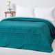 HOMESCAPES - 100% Cotton Reversible Twin Colour Quilted Bedspread Throw - Teal Green & Blue - King Size 230 x 250 cm - Washable Bedding Sofa Throw