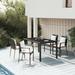 vidaXL 3 Piece Patio Dining Set with Cushions Black Poly Rattan - 23.2" x 21.1" x 34.6"