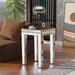 Glass Mirrored Side Table, End Table with Crystal Design and Adjustable Height Legs, Silver