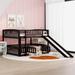 Low Bunk Bed with Slide, Bunk Bed for Kids Toddlers, Wood Floor Beds Frame with Rails for Boys Girls Teens